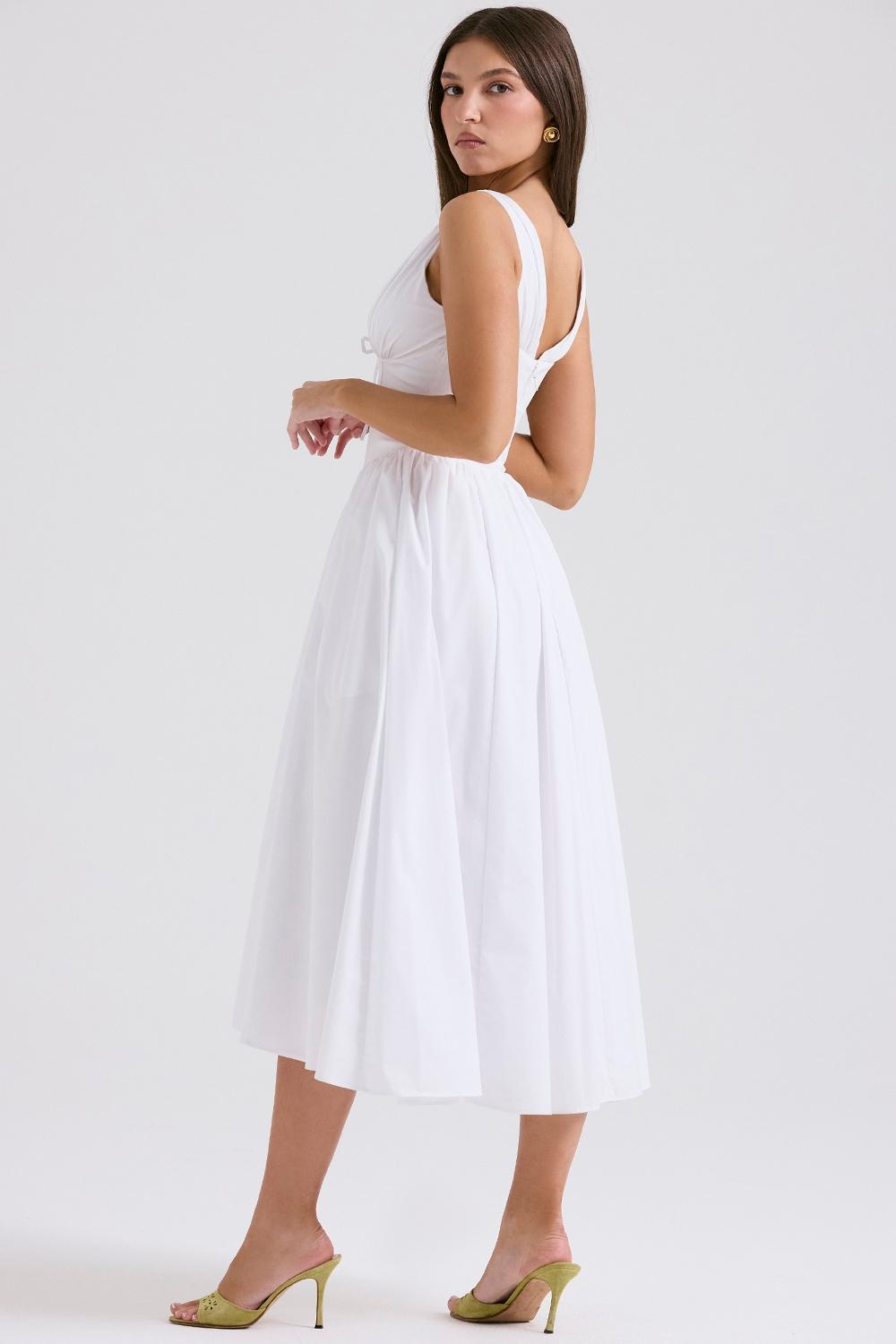 Emmelina White Cotton Corset Sundress Product Image
