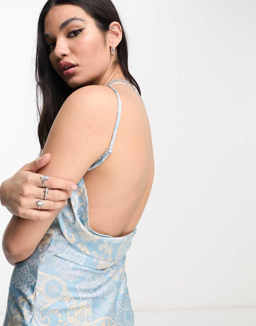 Emory Park satin paisley print one shoulder midaxi dress Product Image