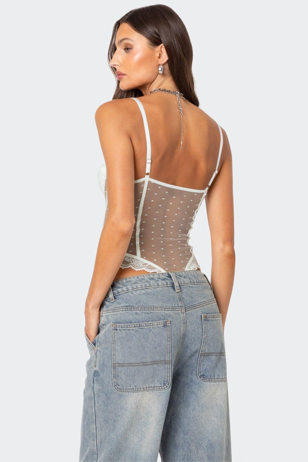 Cabaret Lacey Sheer Mesh Bodysuit Product Image