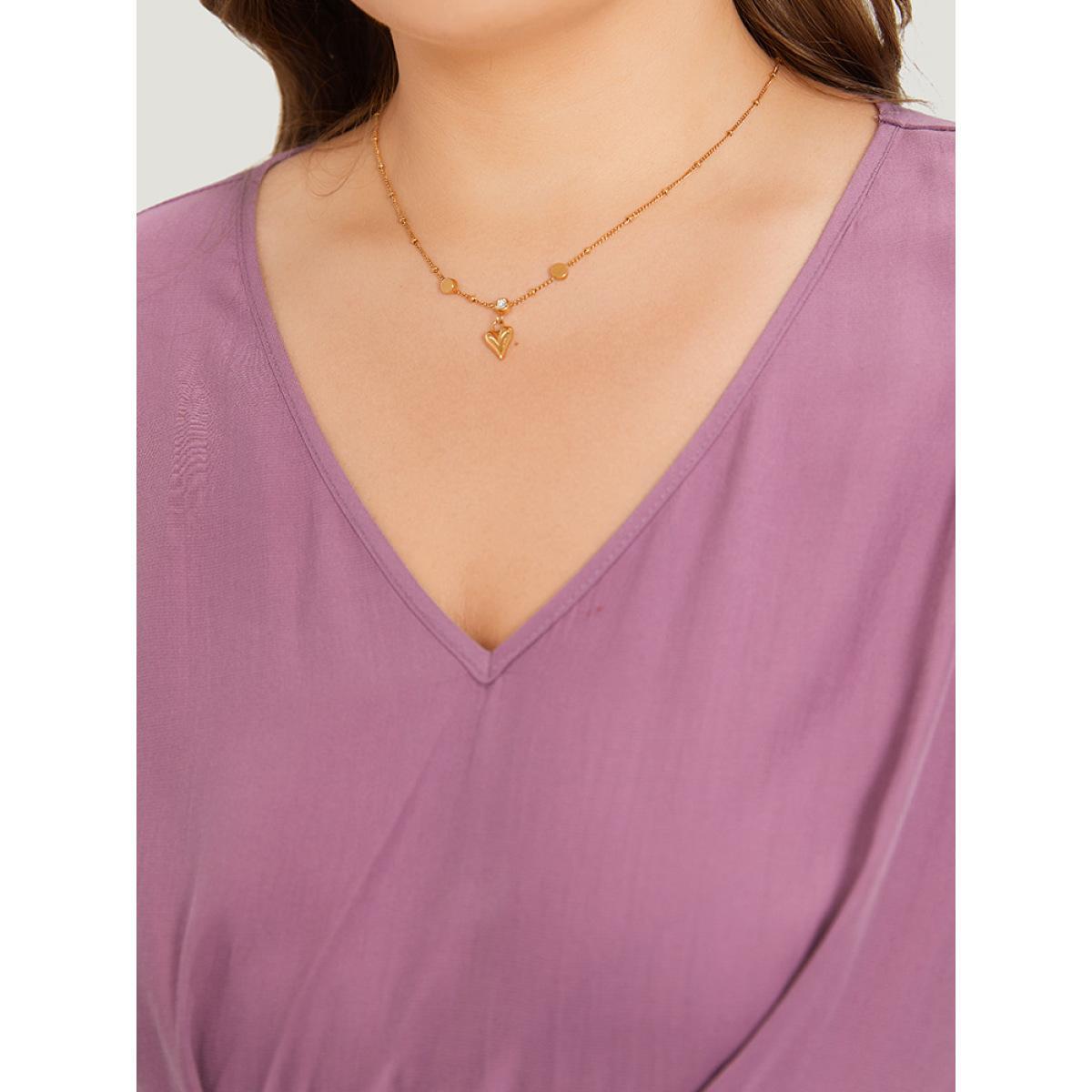 Plus Size Mauve Supersoft Essentials Solid Guipure Lace V Neck Twist Front Blouse Women Elegant Cap Sleeve V-neck Dailywear Blouses BloomChic 18-20/2X Product Image