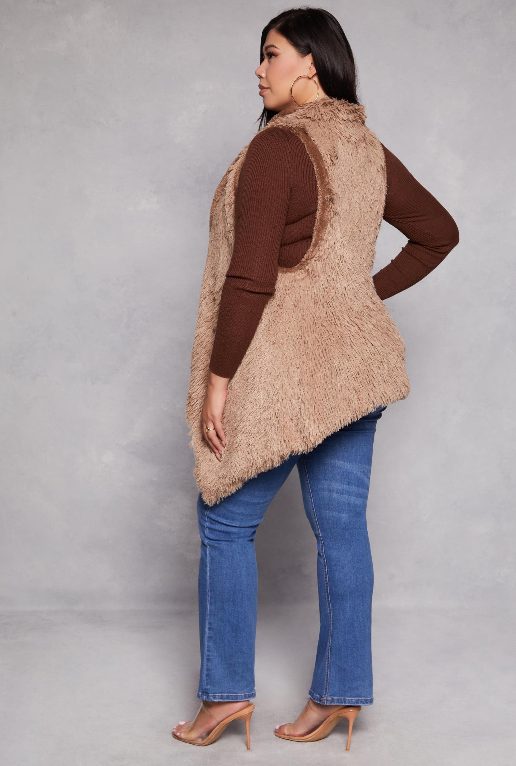 Womens Faux Fur Reversible Sleeveless Poncho Product Image