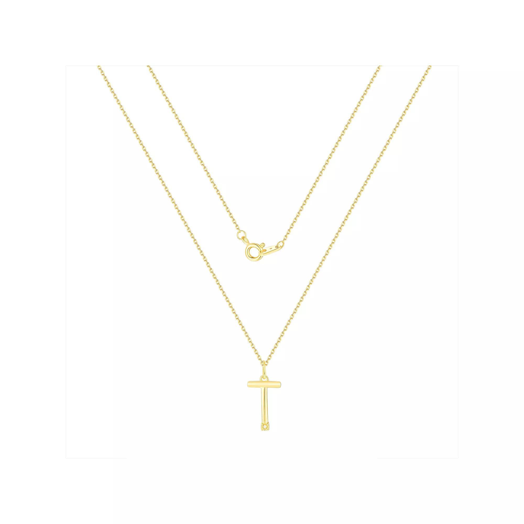 Forever Radiant Diamond Accent Initial Pendant Necklace, Women's, Size: 18", Gold Tone T Product Image