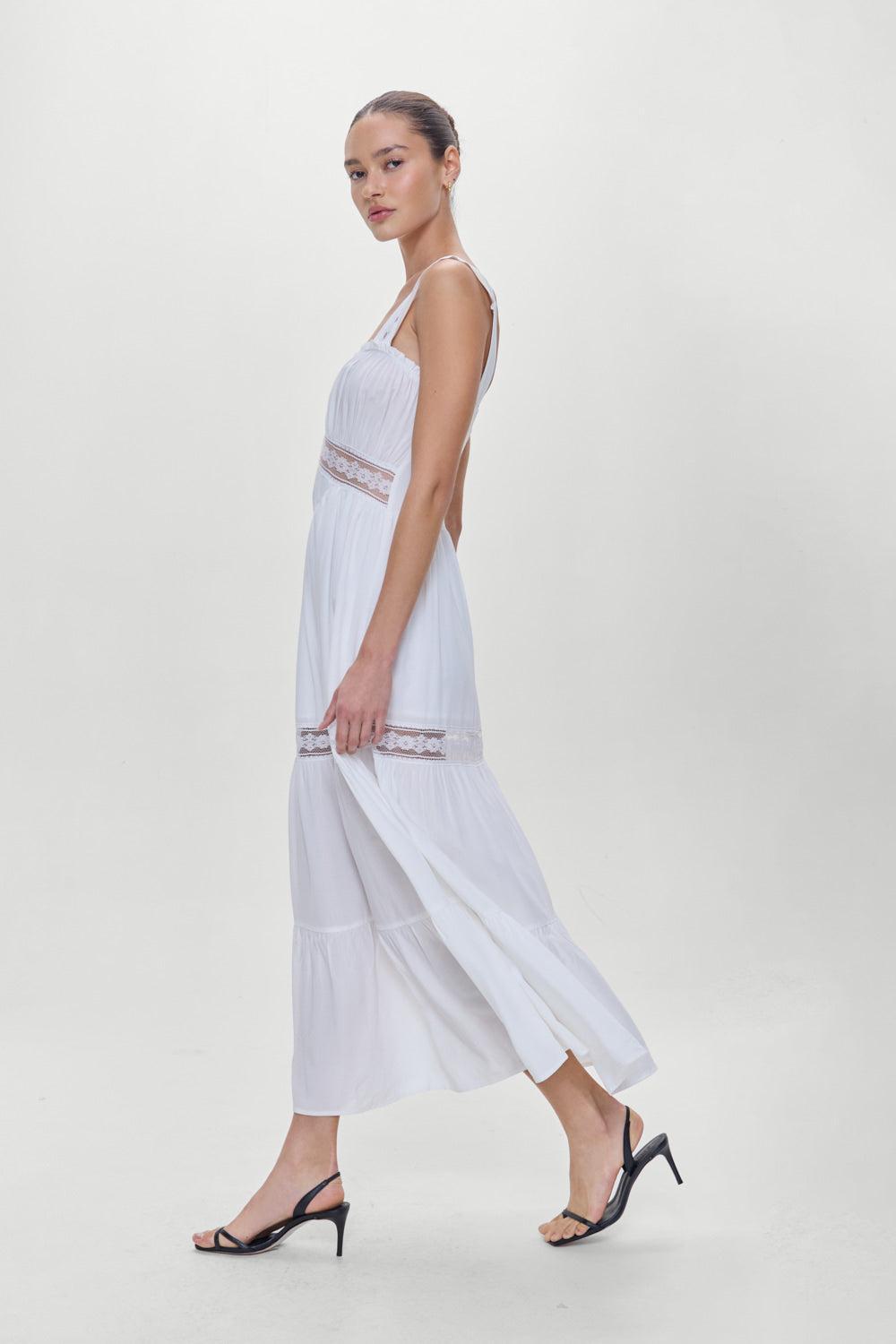 Eden Ruffle Maxi Dress - White Product Image