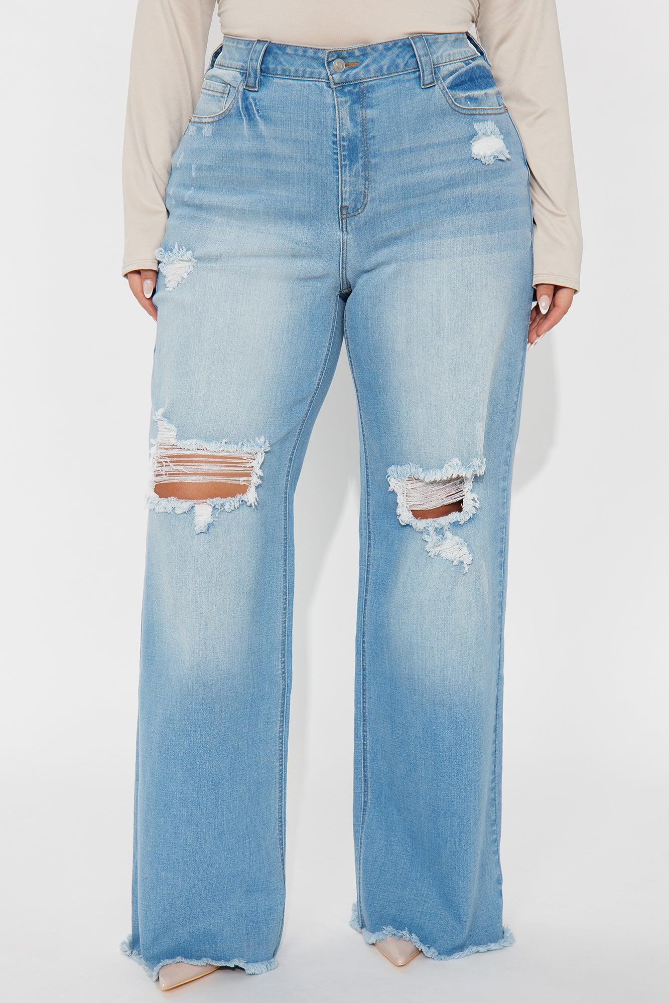 Coldwater Canyon Stretch Ripped Wide Leg Jeans - Light Wash Product Image