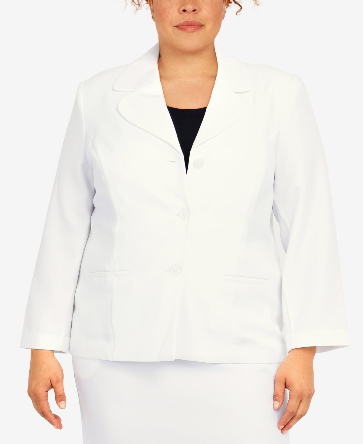 Plus Size Alfred Dunner Chic Button-Front Jacket, Womens Blue Product Image
