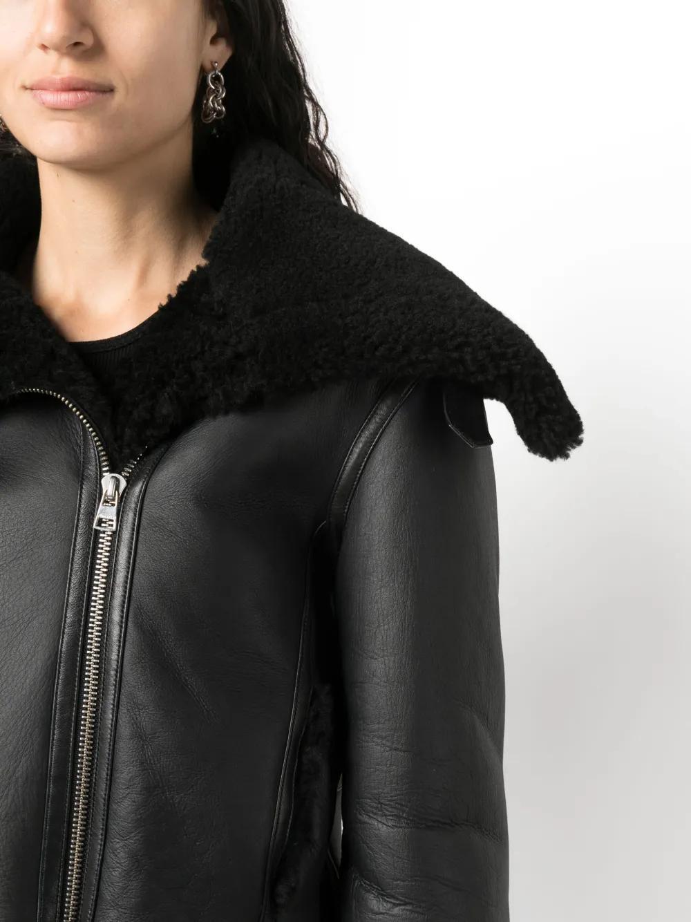 JW ANDERSON Shearling-trim Leather Biker Jacket In Black Product Image