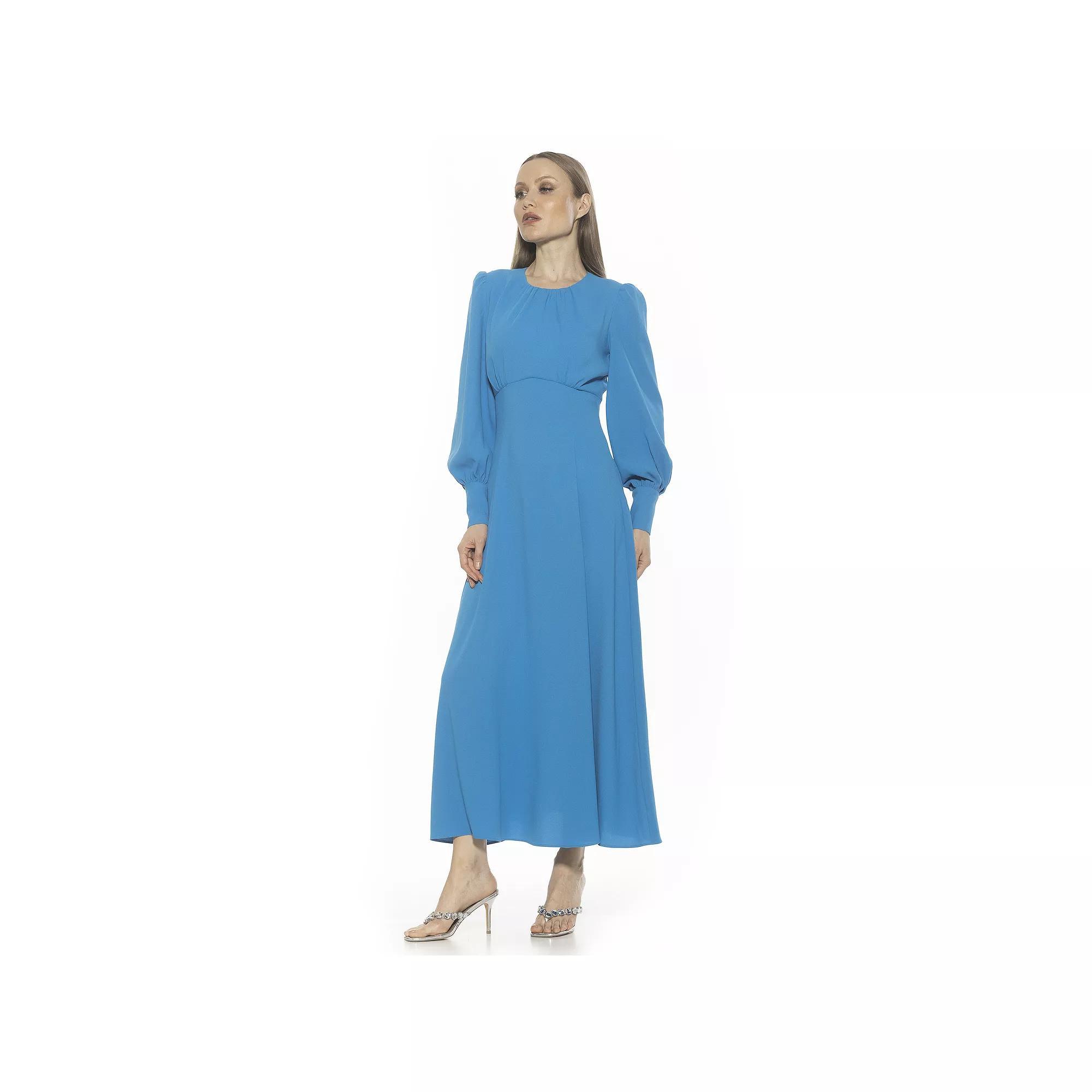 Women's ALEXIA ADMOR Yesenia Flowy Long Sleeve Maxi Dress, Size: 8, Cerulean Product Image