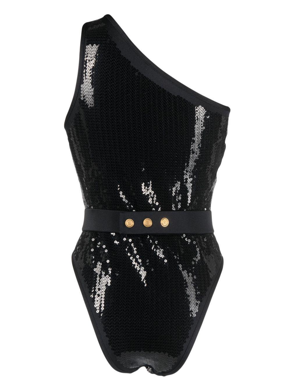 sequined one-shoulder swimsuit Product Image