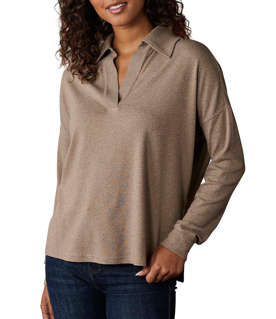 The Normal Brand Puremeso Ribbed Collar Long Sleeve Polo Top Product Image