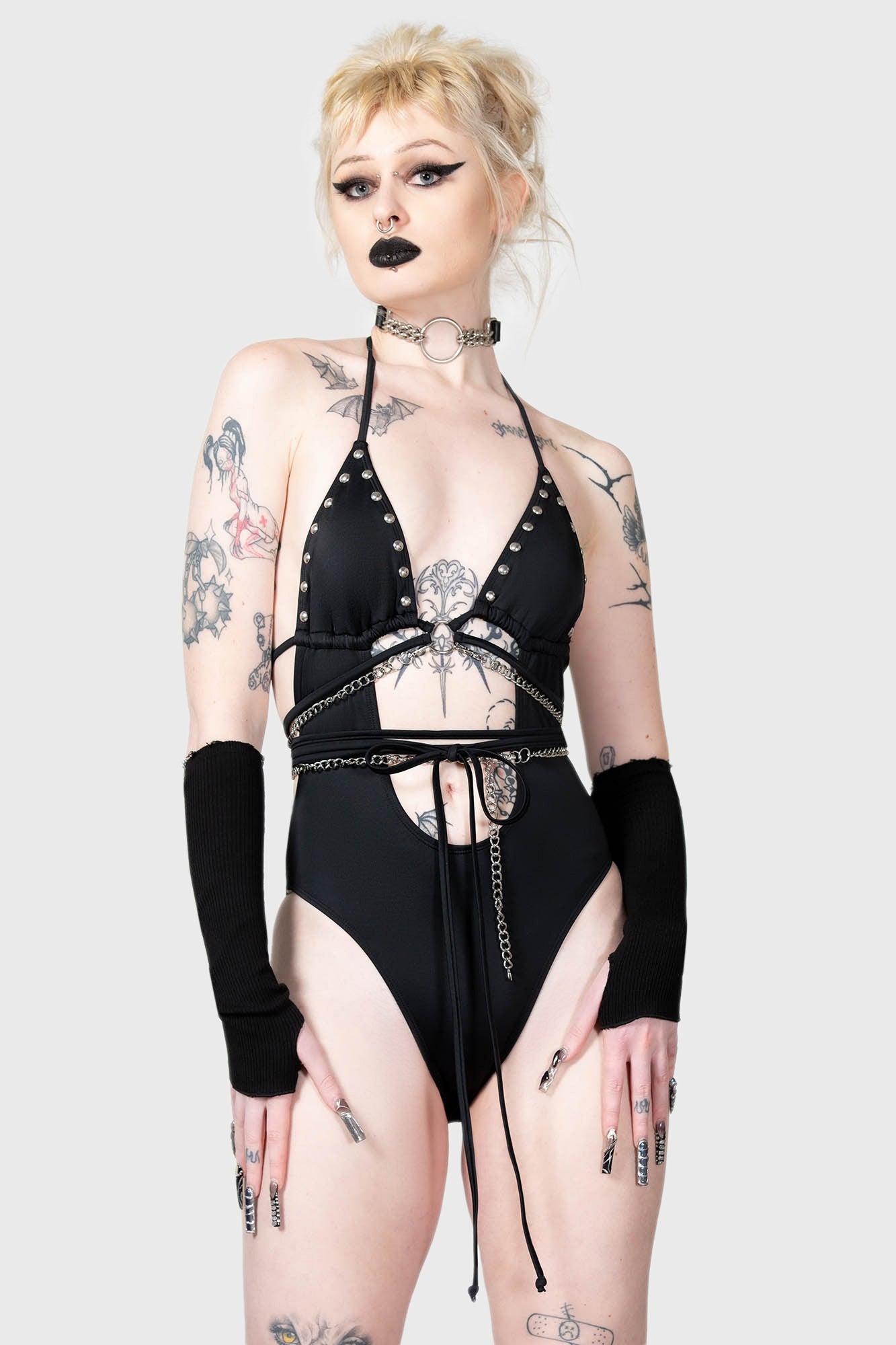 Black Hearted Swimsuit - Resurrect Female Product Image