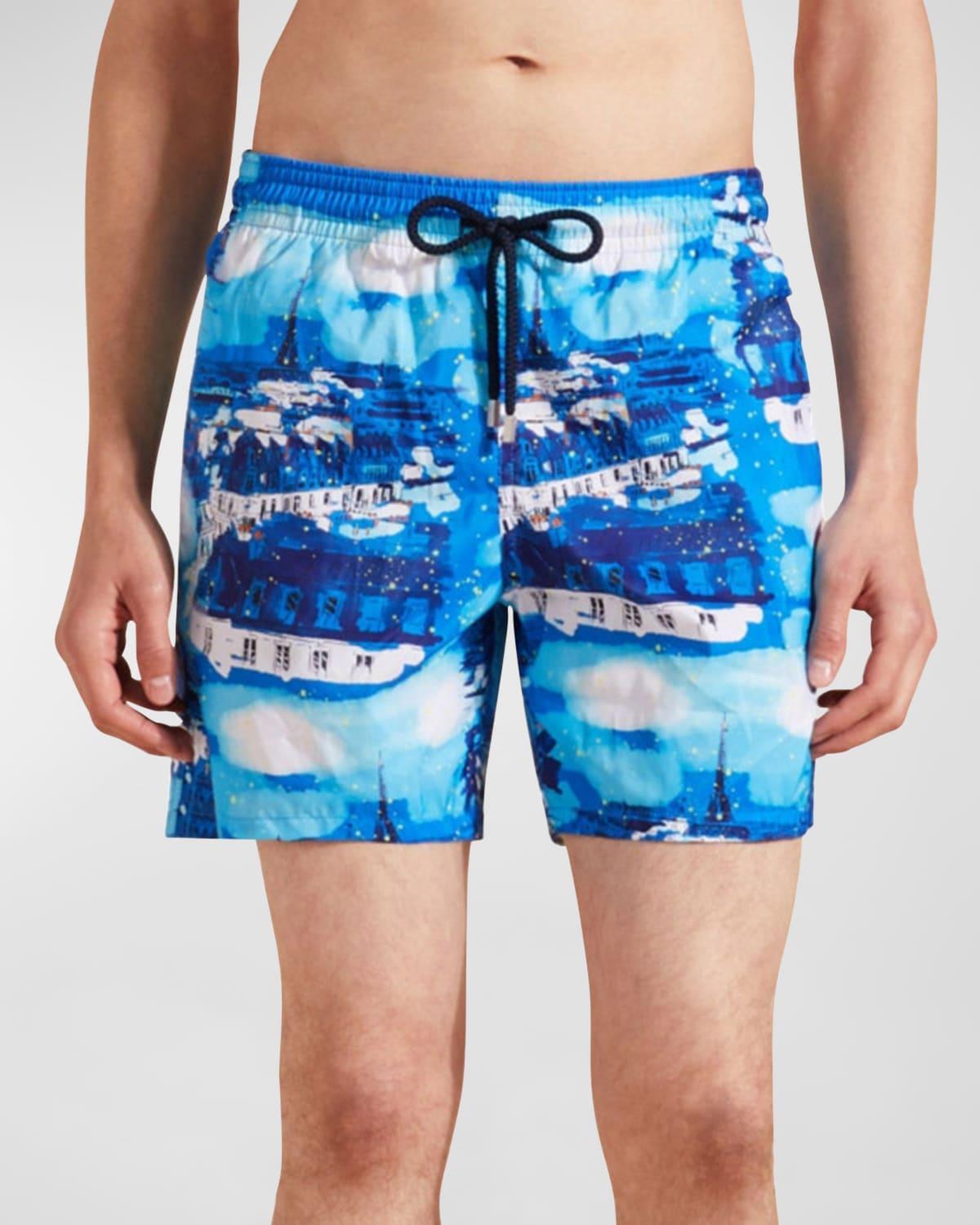 Vilebrequin Men's Paris Ultra-Light And Packable Swim Shorts in Bleu Neon at Nordstrom, Size Large Product Image