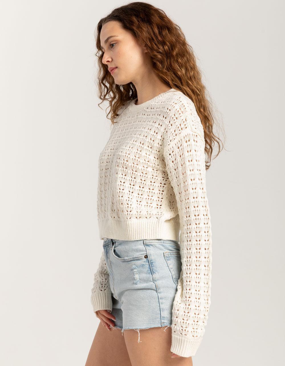 FULL TILT Open Weave Womens Sweater - CREAM Product Image