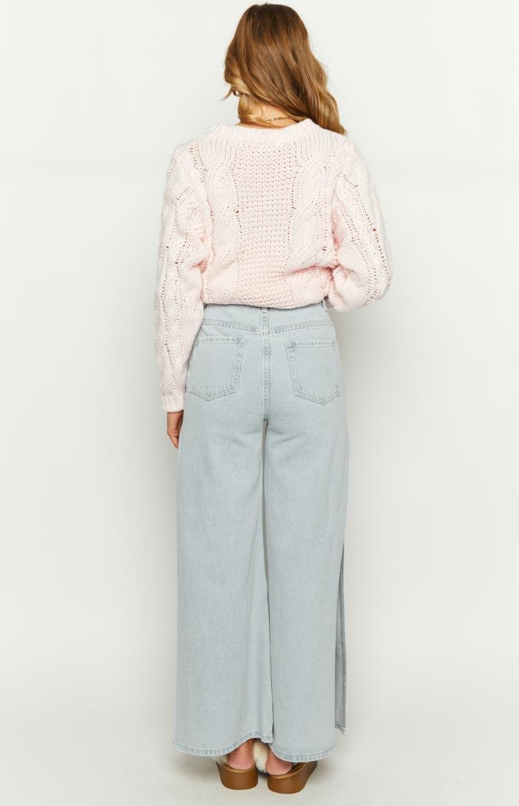 Marelle Light Denim Wide Leg Side Split Jeans Product Image