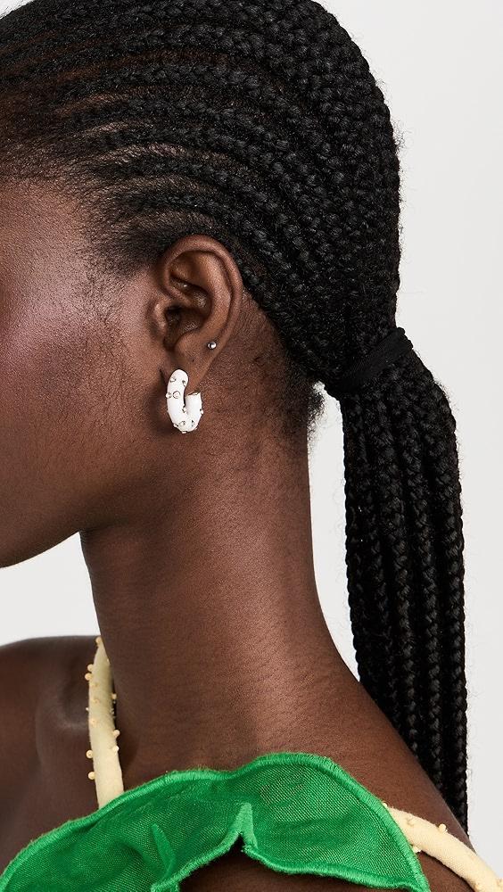 Kenneth Jay Lane White Enamel Hoops | Shopbop Product Image