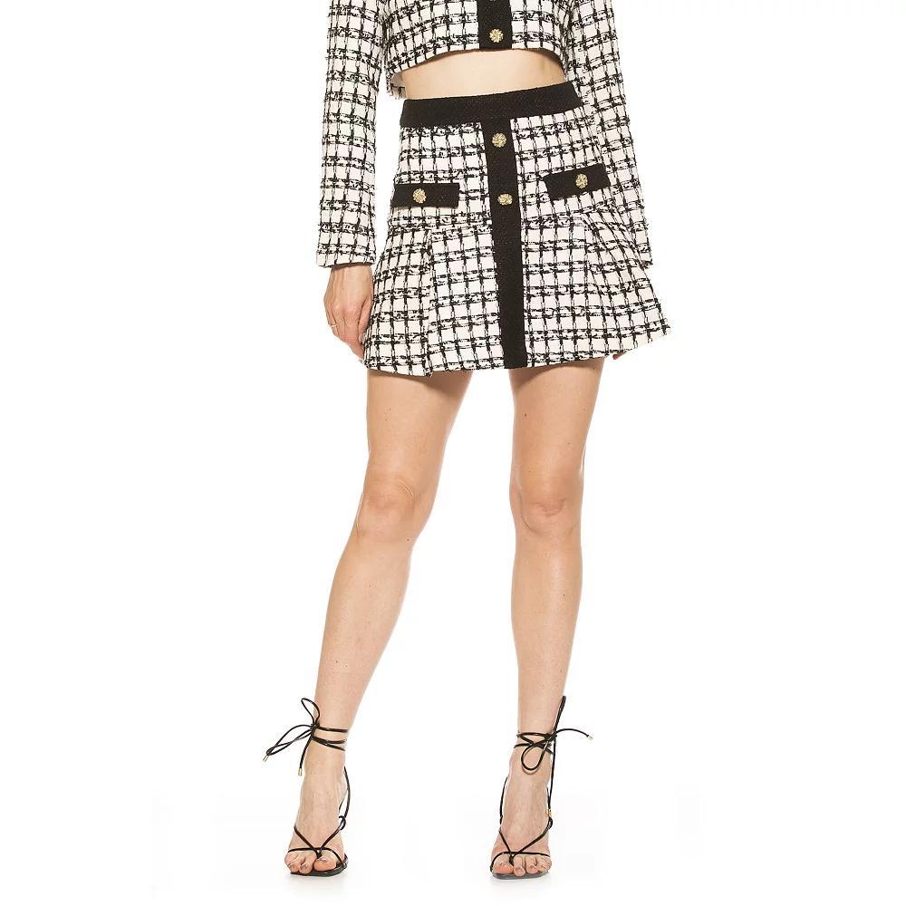 Women's ALEXIA ADMOR Alison Mini Flared Tweed Skirt, Size: 12, Purple Product Image