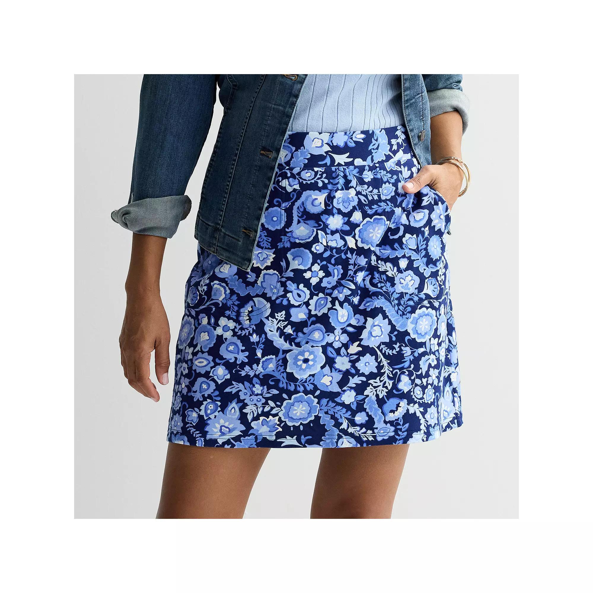 Women's Croft & Barrow® Easy Pull-On Skort, Size: XL, Blue Vine Paisley Product Image