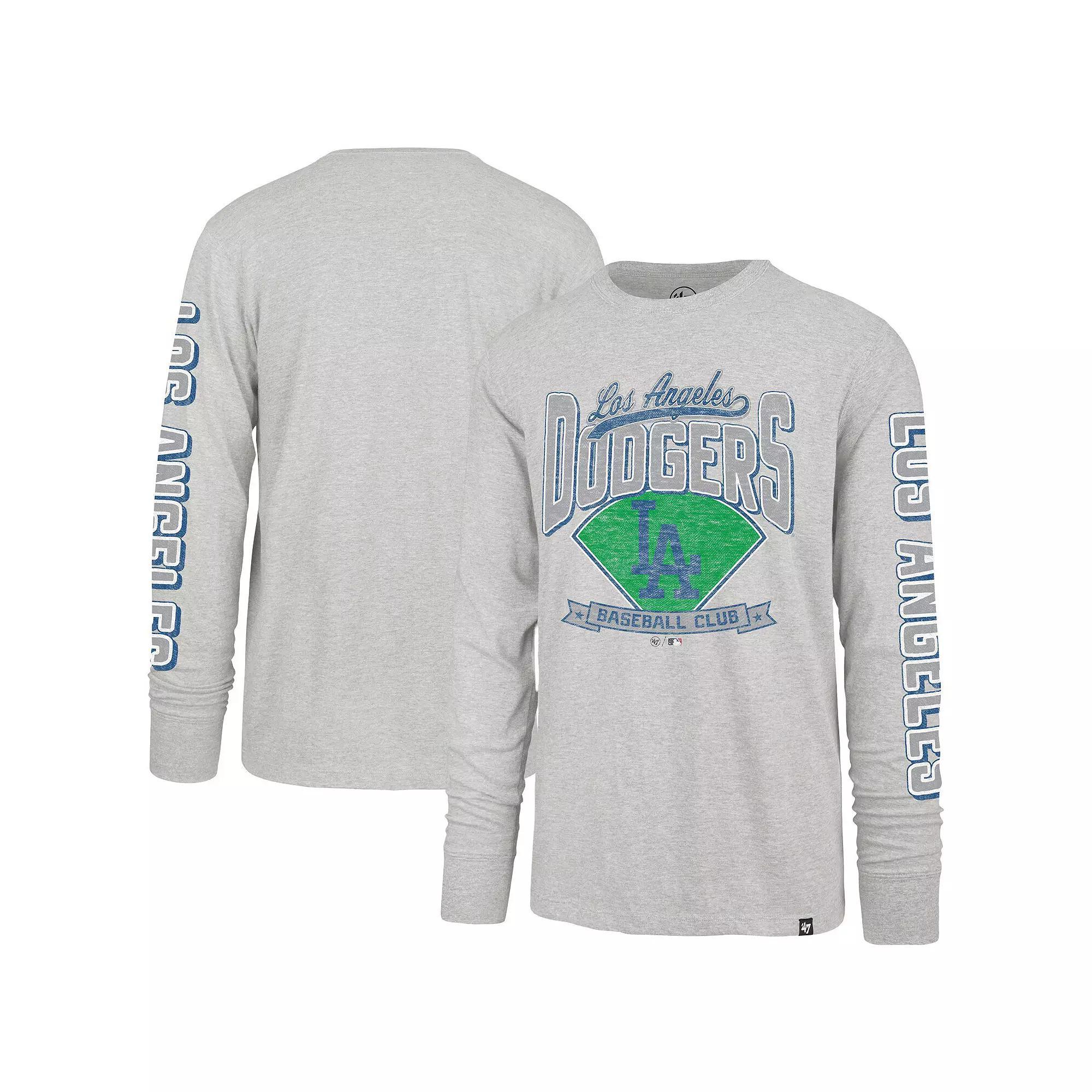 Men's '47 Gray Los Angeles Dodgers Fair Ball Franklin Long Sleeve T-Shirt, Size: 3XL, Grey Product Image