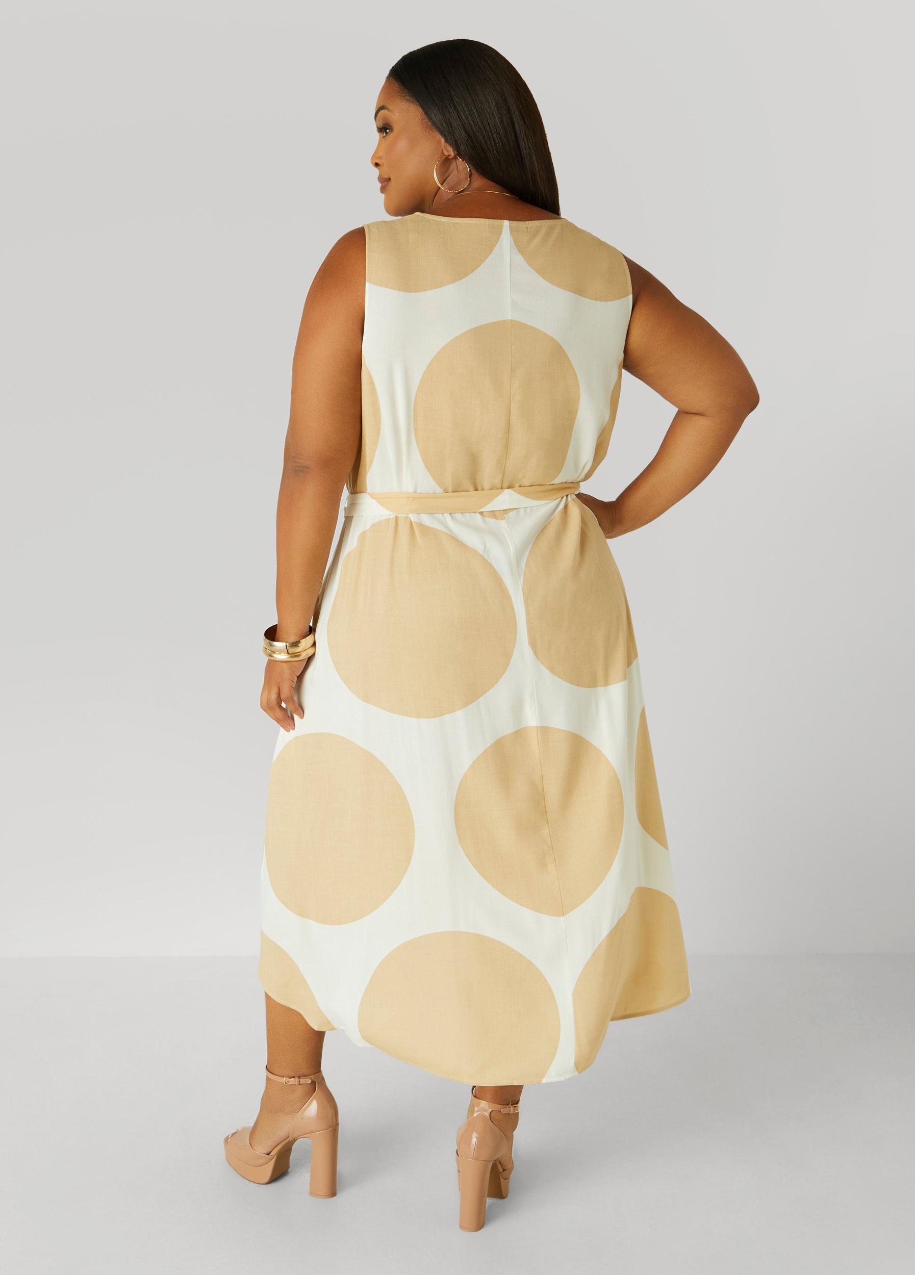 Belted Polka Dot Midi Dress Product Image