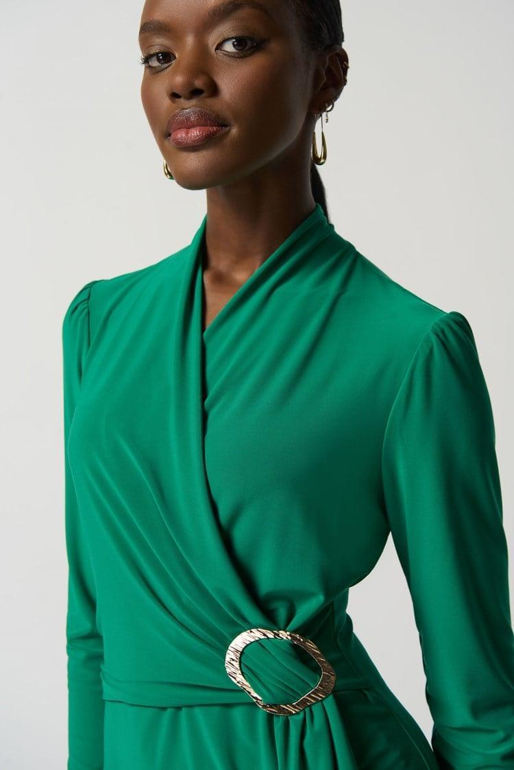 Long Sleeve Wrap Dress- Kelly Green Product Image