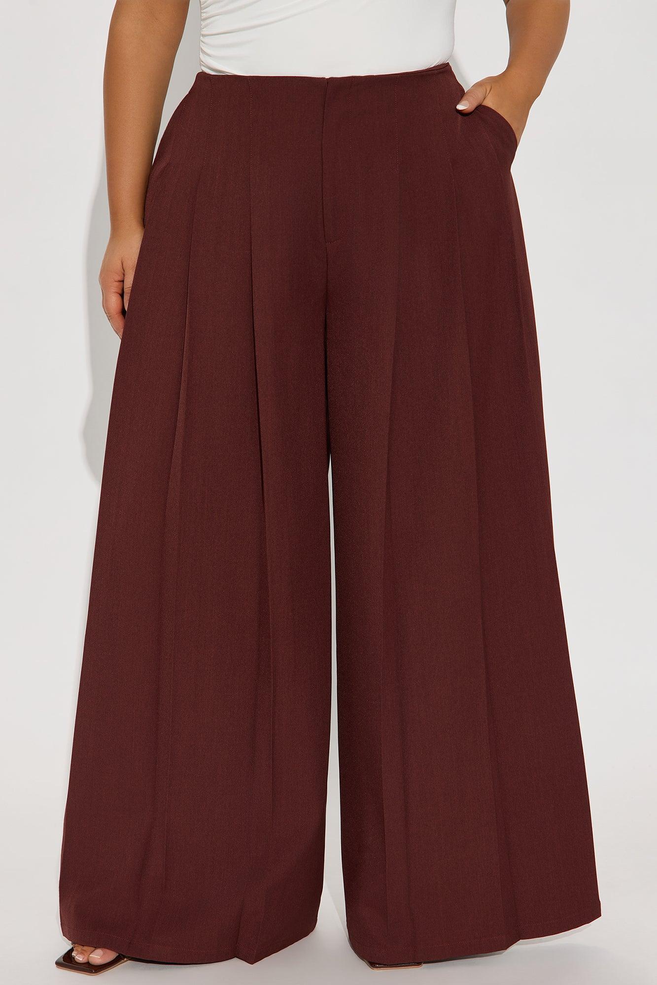 Florence Pleated Wide Leg Pant - Chocolate Product Image
