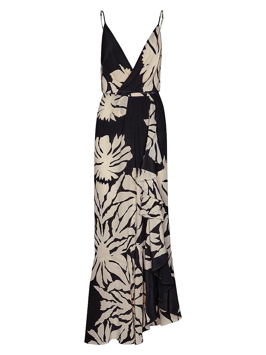 Womens Santa Cruz Two-Piece Tropical Silk Maxi Dress & Scarf Set Product Image
