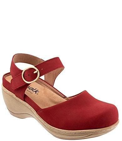 SoftWalk Mabelle Nubuck Suede Ankle Strap Clogs Product Image