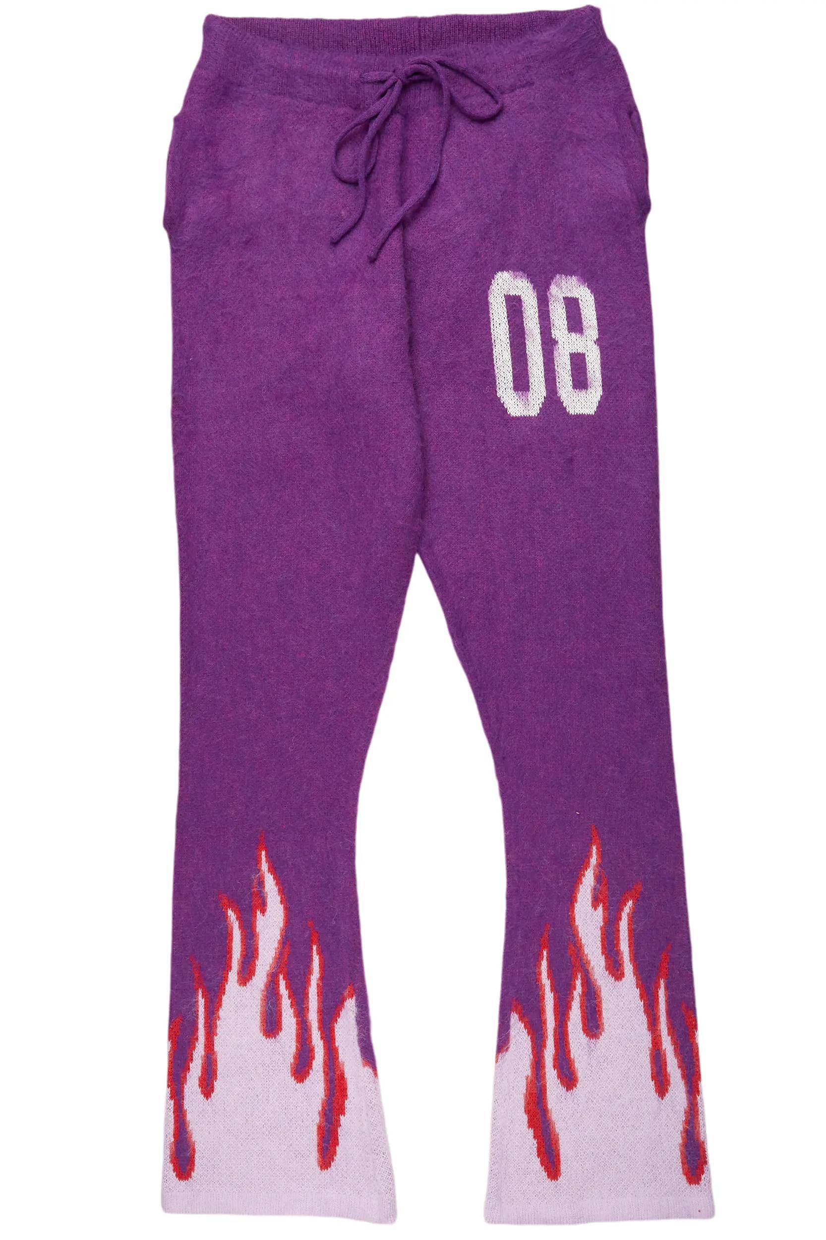 Holger Purple/Pink Graphic Stacked Flare Mohair Track Pant Male Product Image