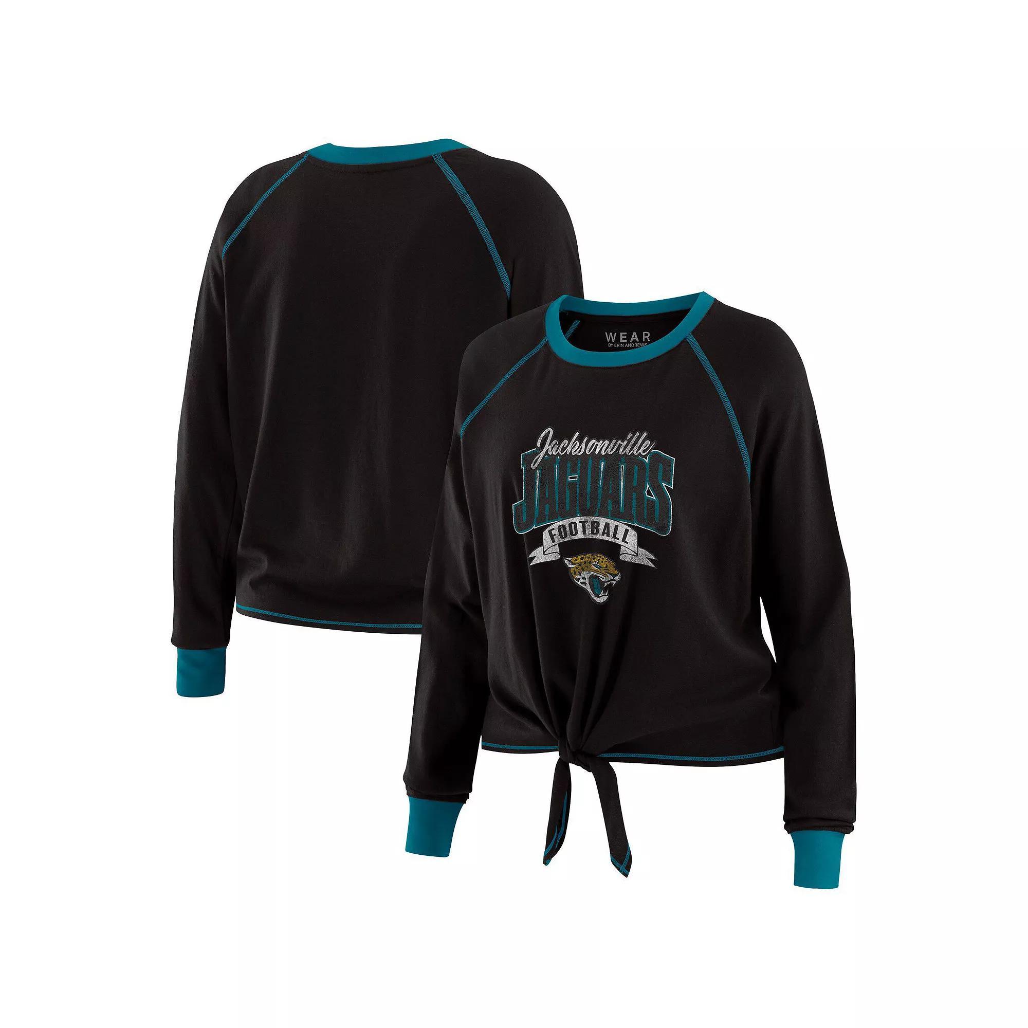 Women's WEAR by Erin Andrews Navy/Red Houston Texans Tie-Front Long Sleeve Top, Size: 2XL, Blue Product Image