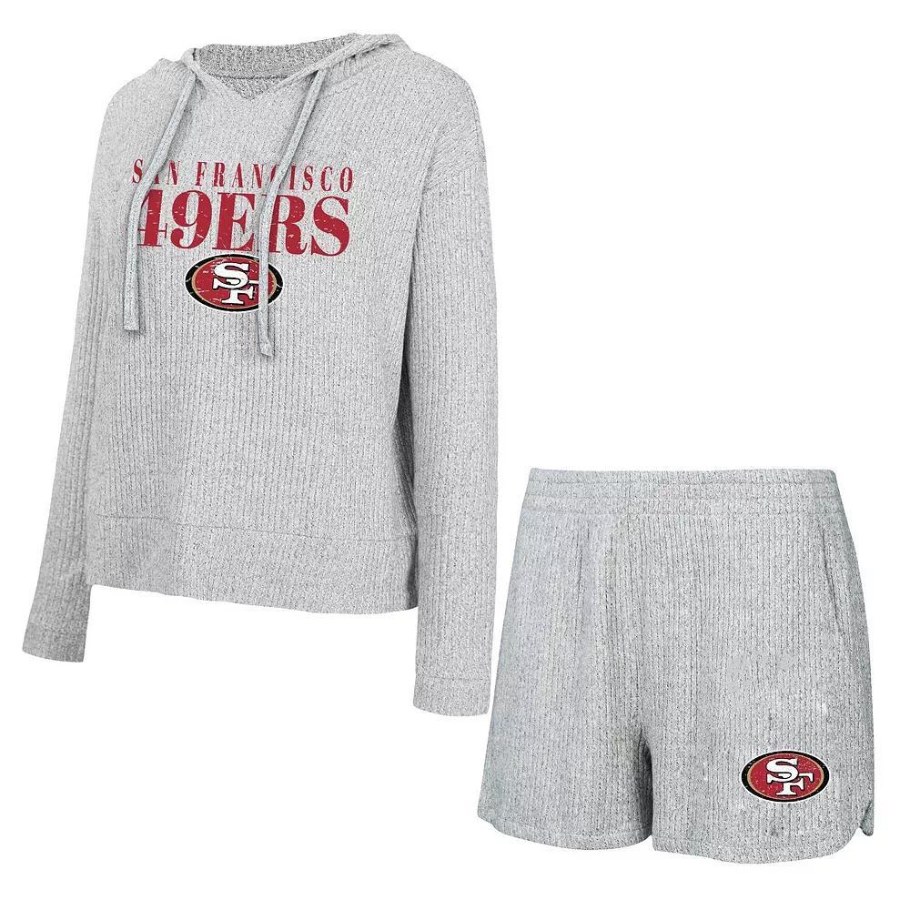 Women's Concepts Sport Gray San Francisco 49ers Juniper Long Sleeve Hoodie T-Shirt & Shorts Set, Size: Large, Grey Product Image