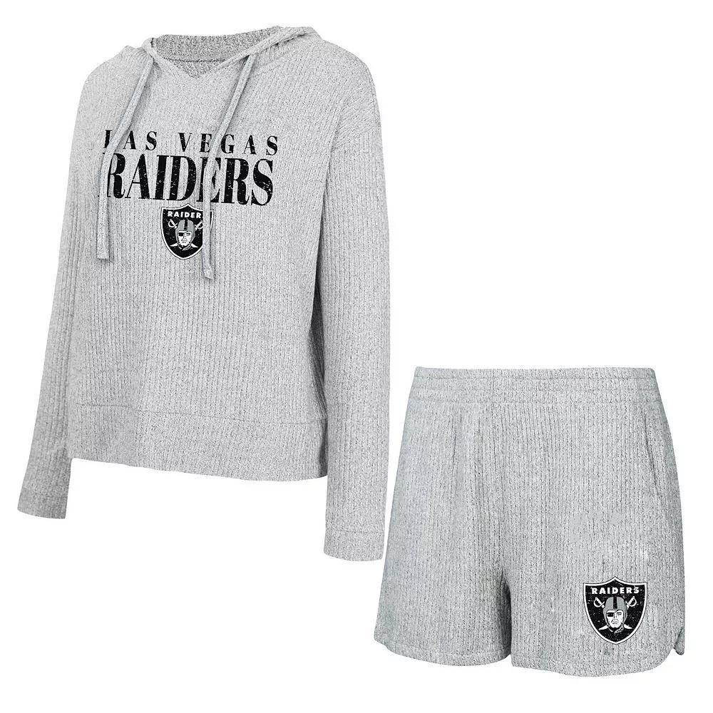 Women's Concepts Sport Gray Las Vegas Raiders Juniper Long Sleeve Hoodie T-Shirt & Shorts Set, Size: Large, Lvr Grey Product Image
