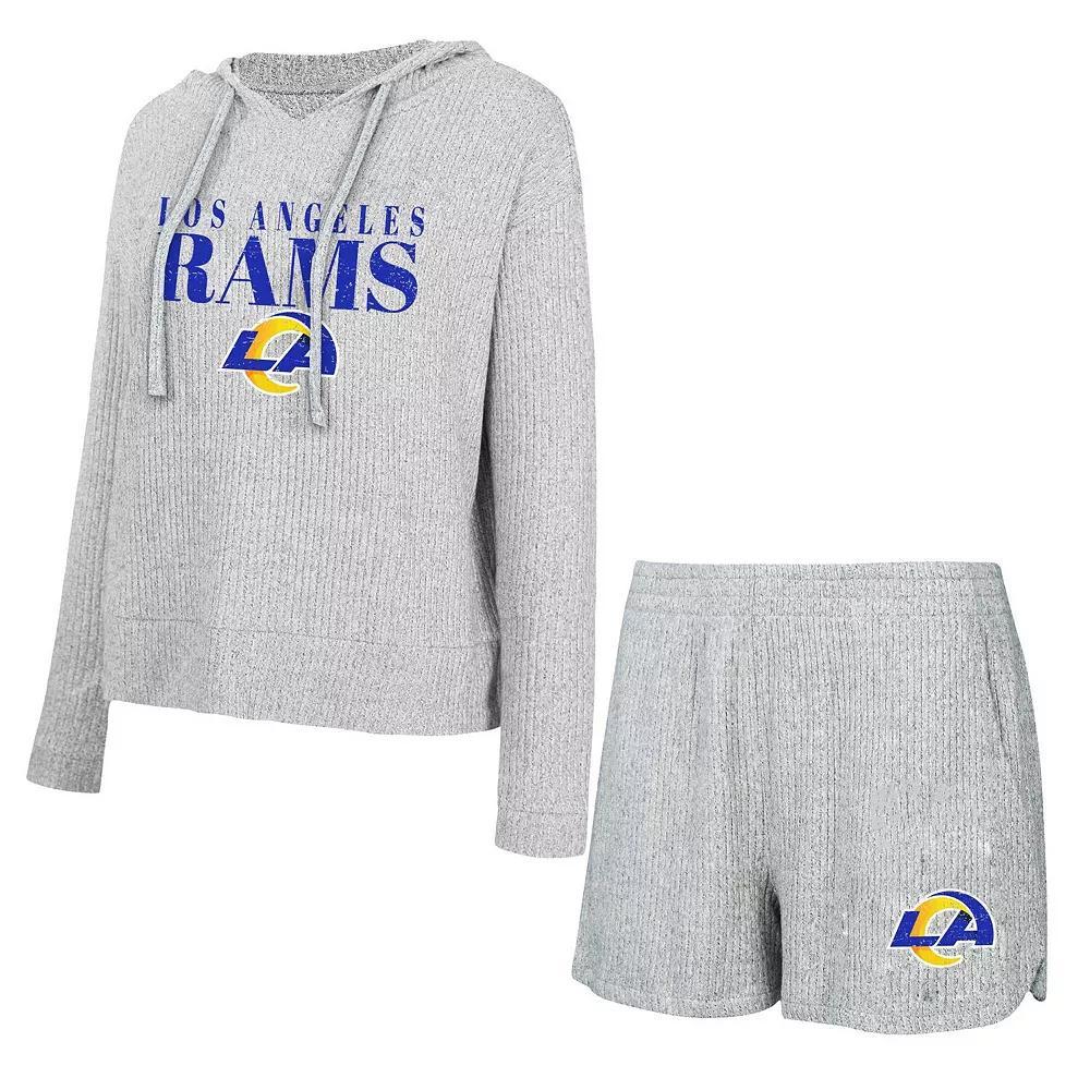 Women's Concepts Sport Gray Los Angeles Rams Juniper Long Sleeve Hoodie T-Shirt & Shorts Set, Size: Large, Grey Product Image