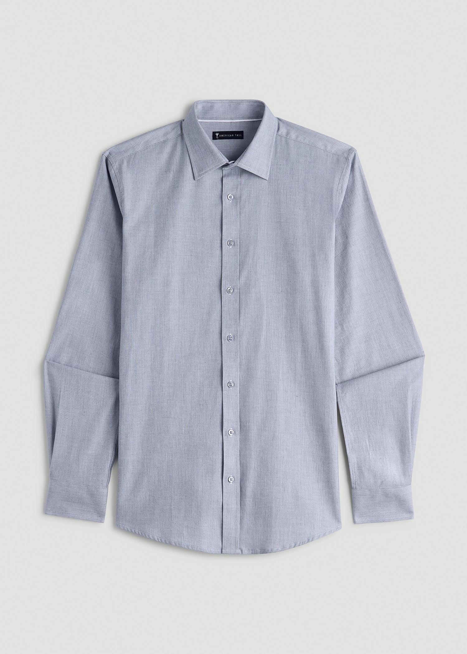 Oskar Button-Up Dress Shirt for Tall Men in Navy Micro Texture Product Image