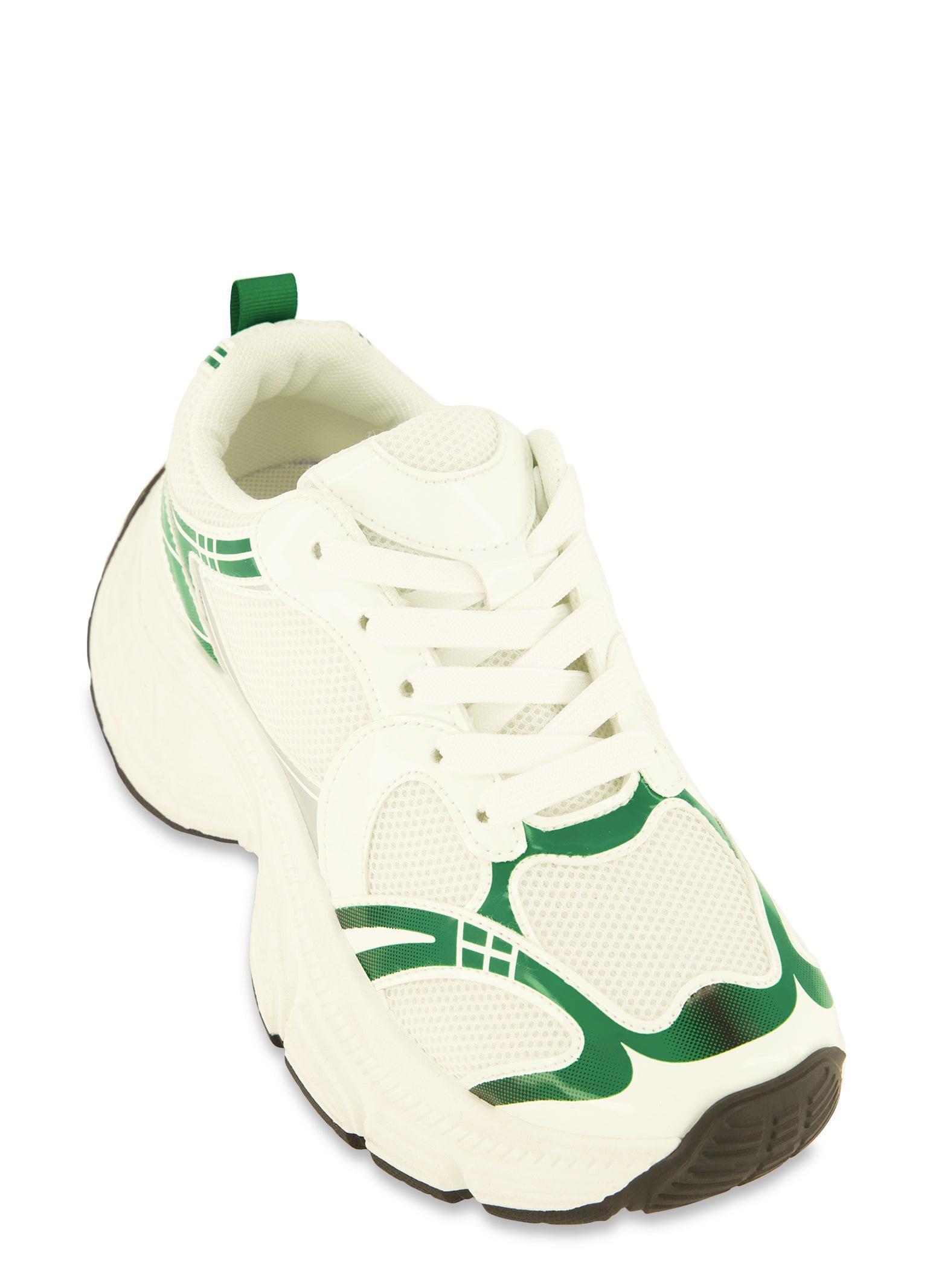 Womens Chunky Sole Contrast Lace Up Sneakers Product Image