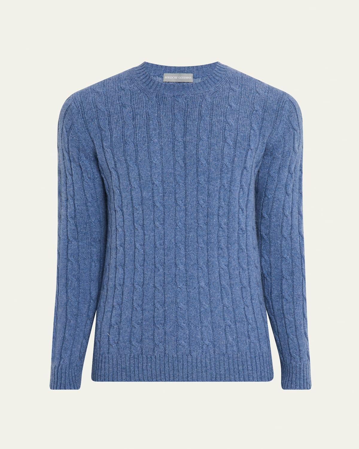 Mens Cashmere Cable Knit Crewneck Sweater Product Image