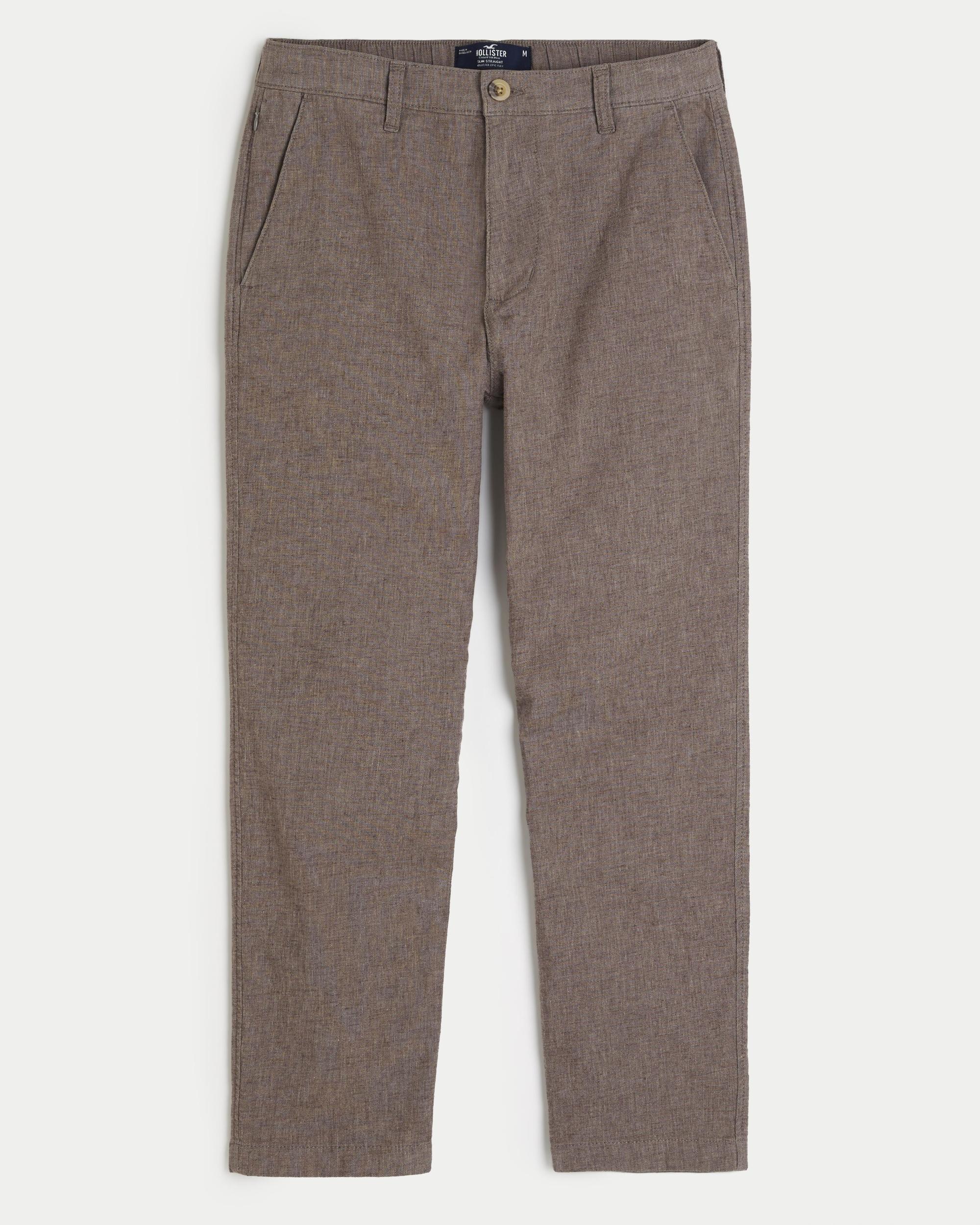 Slim Straight Stretch Linen-Blend Pants Product Image