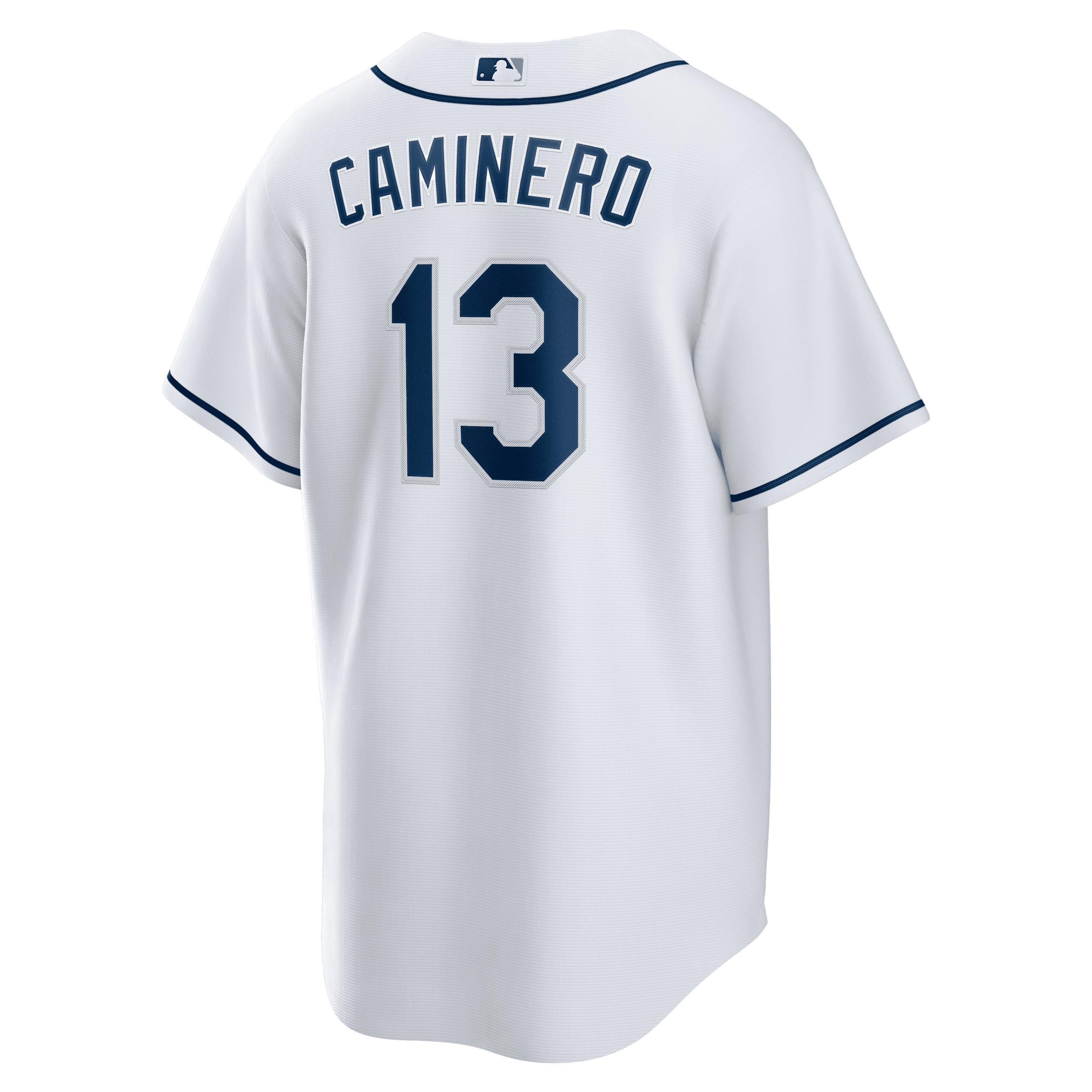 Men's Nike Junior Caminero White Tampa Bay Rays Home Replica Player Jersey, Size: 2XL Product Image