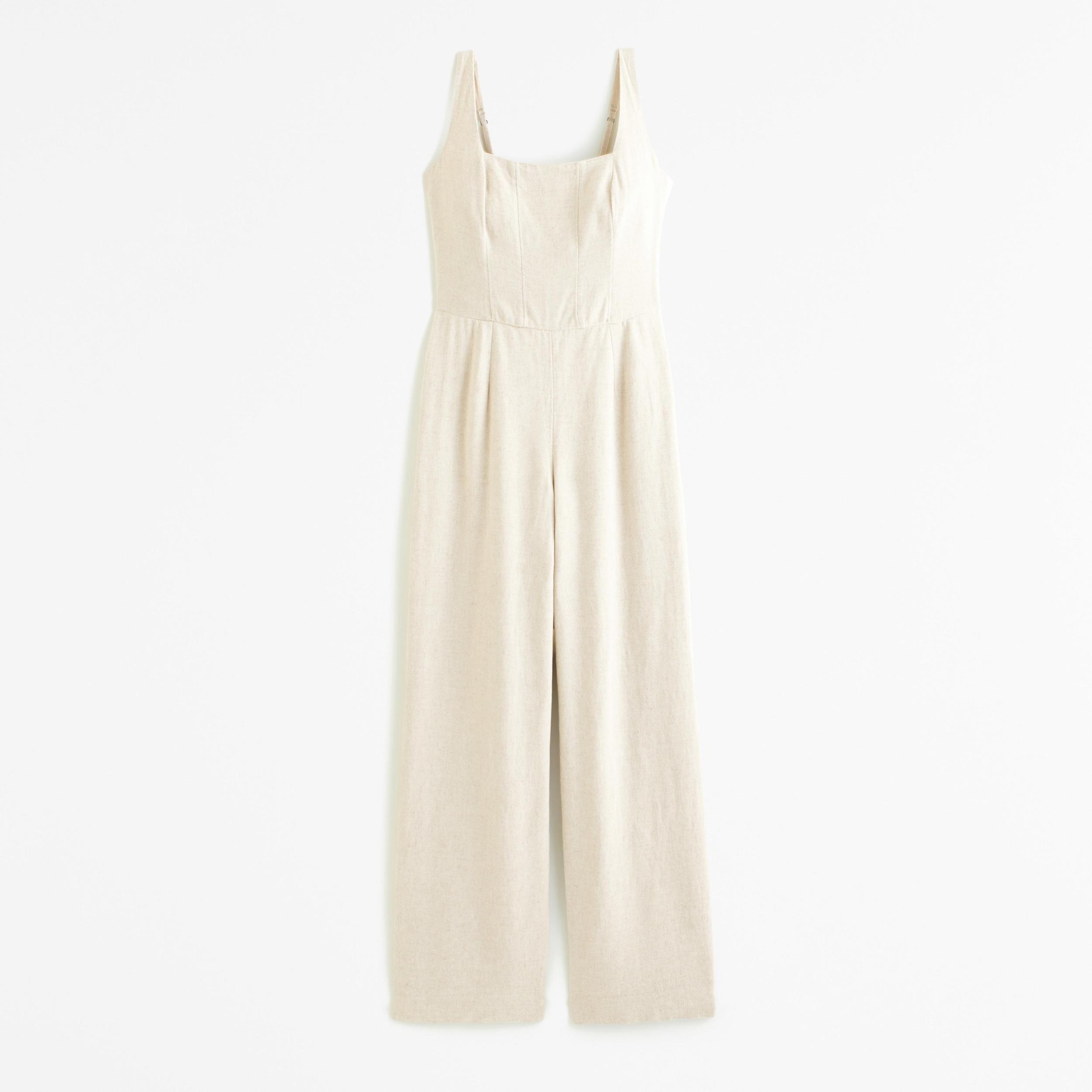 Squareneck Linen-Blend Jumpsuit Product Image