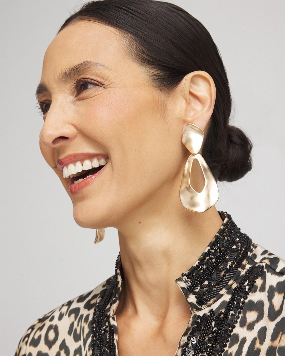 No Droop™ Hammered Gold Tone Teardrop Clip Earrings   Chico's - Gold - Women Product Image