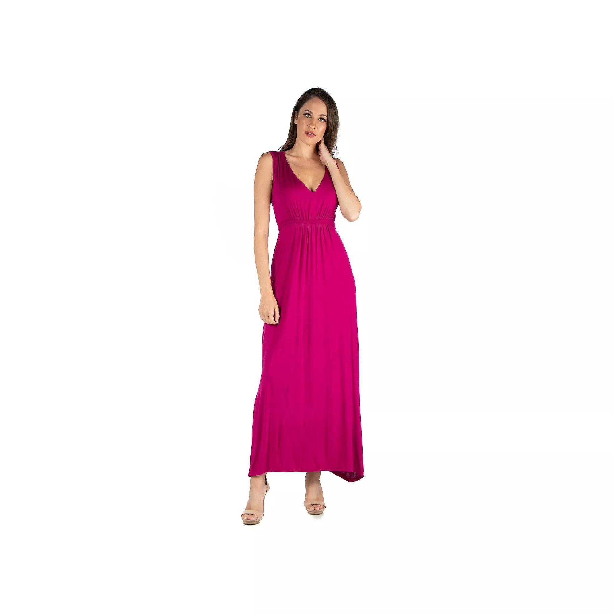 Women's 24seven Comfort Apparel V-Neck Sleeveless Maxi Dress, Size: Large, Royal Product Image