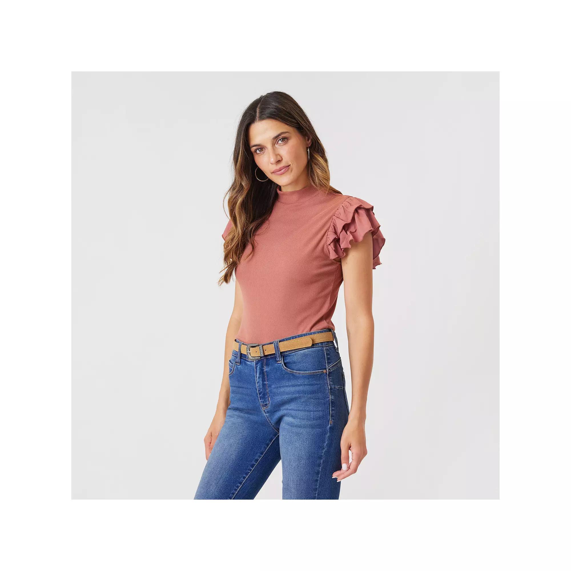 Women's Angels Forever Young Reese Mock Neck Top, Size: Large, Chutney Product Image