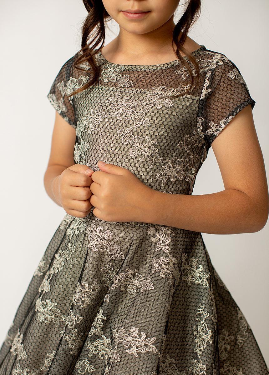 Annalise Petticoat Dress in Black Metallic Girls Product Image
