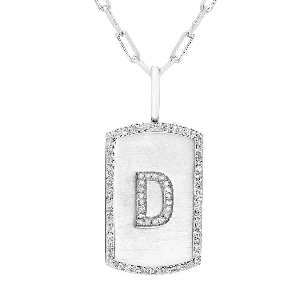 It's Personal Initial Sterling Silver & 1/4 Carat T.W. Diamond Dog Tag Necklace, Women's, Size: 20", Sterling Z Product Image
