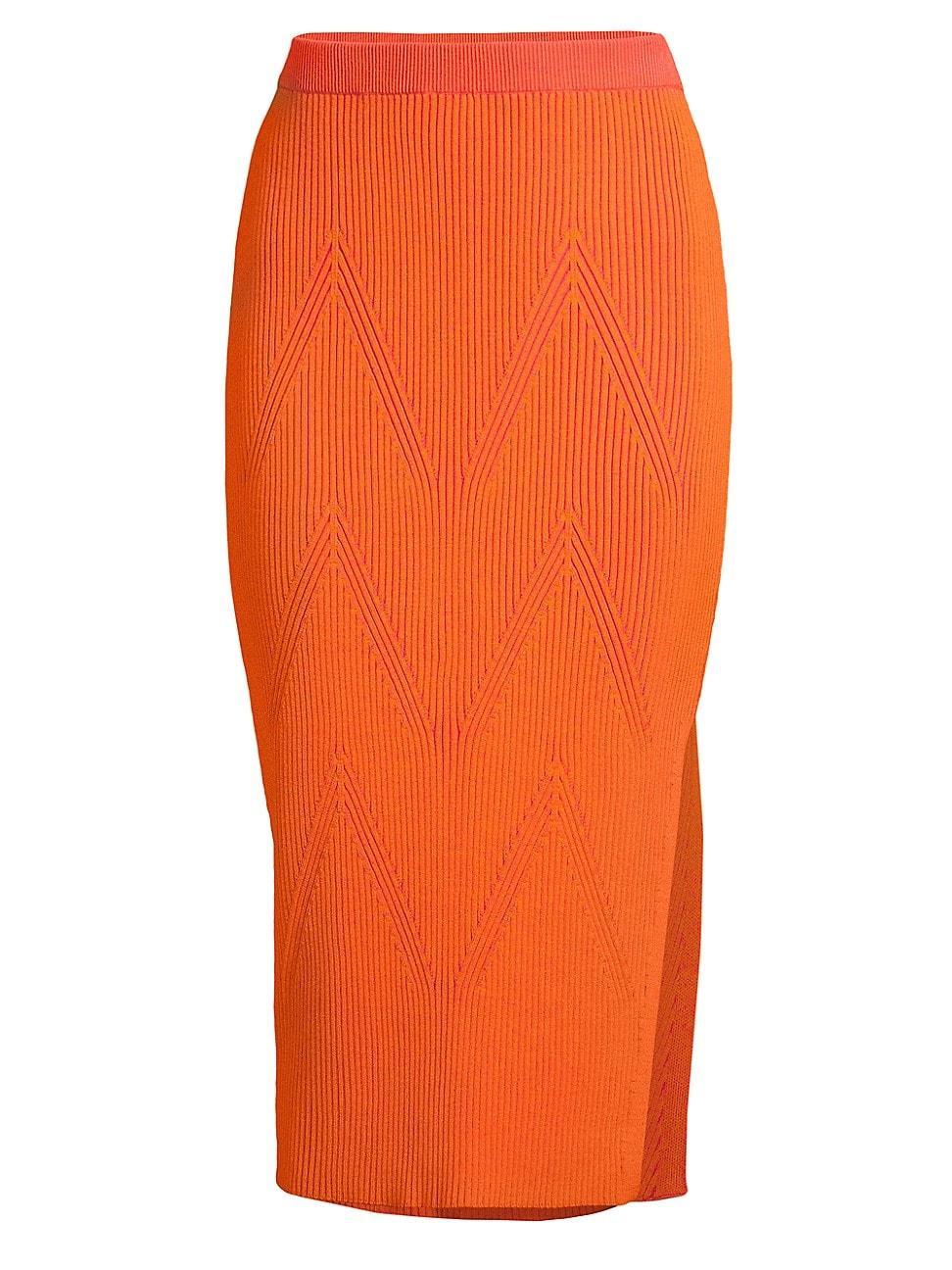 Ribbed Knit Midi Pencil Skirt Product Image