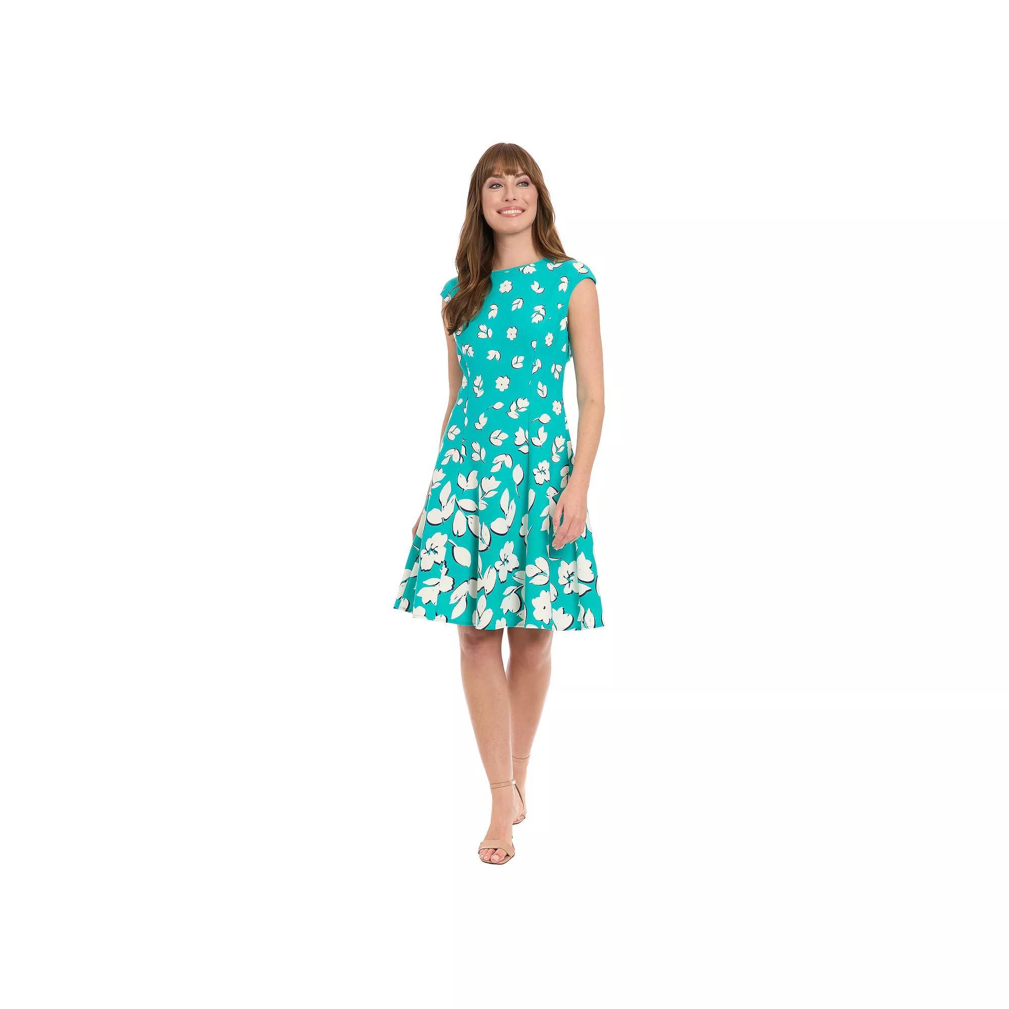Petite London Times Cap Sleeve Fit And Flare Midi Dress, Women's, Size: 6 Petite, Blue Green Product Image