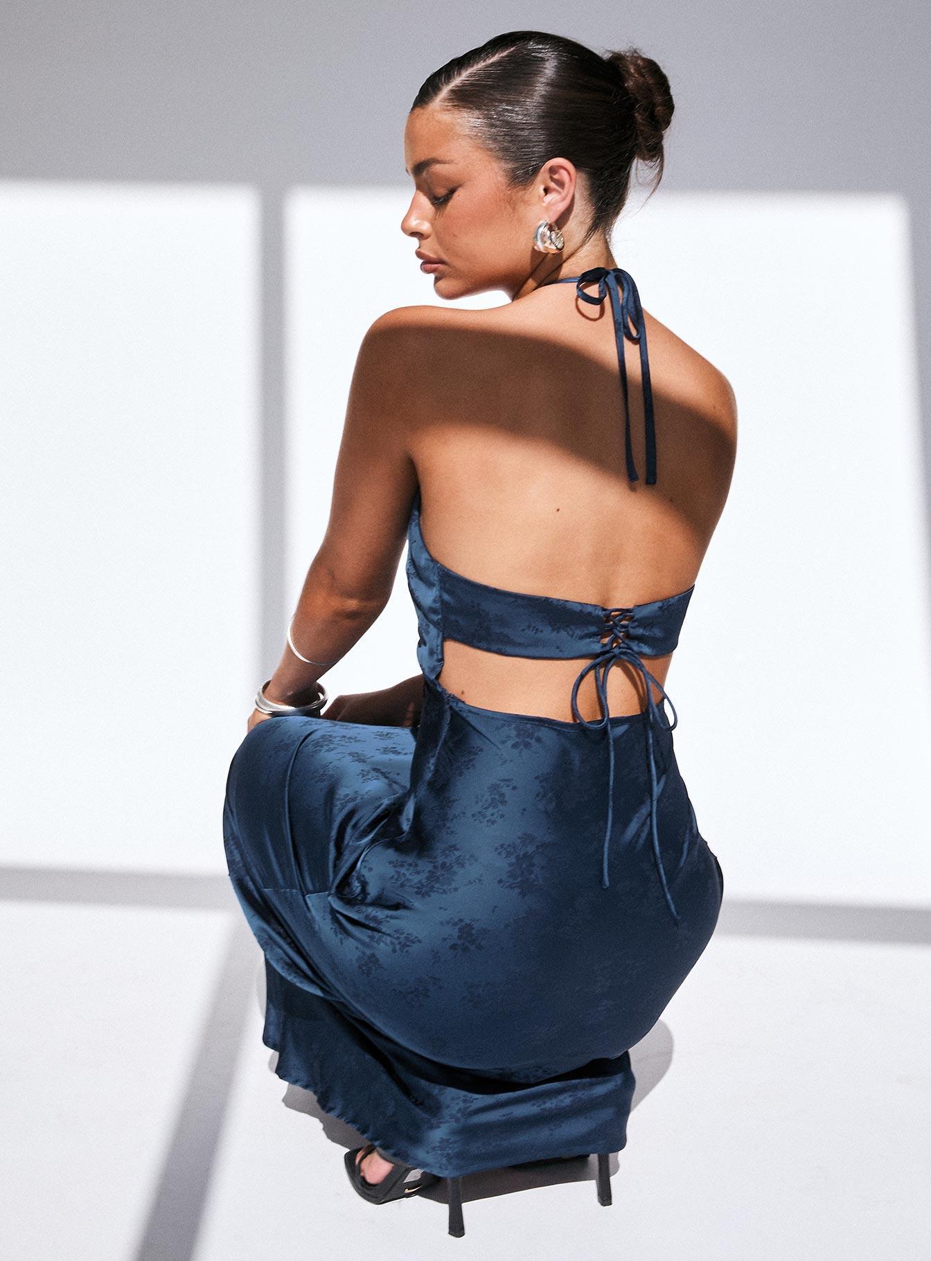 Limosina Halter Maxi Dress Navy Product Image