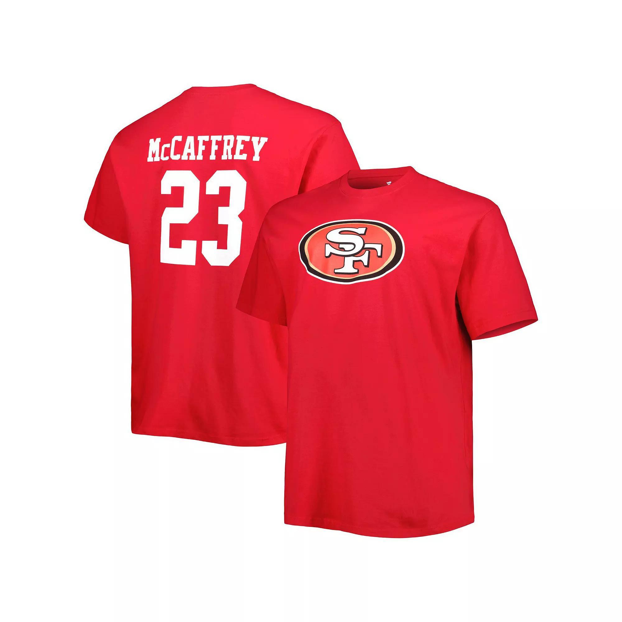 Men's Fanatics Branded Christian McCaffrey Scarlet San Francisco 49ers Big & Tall Player Name & Number T-Shirt, Size: 4XLT, Red Product Image