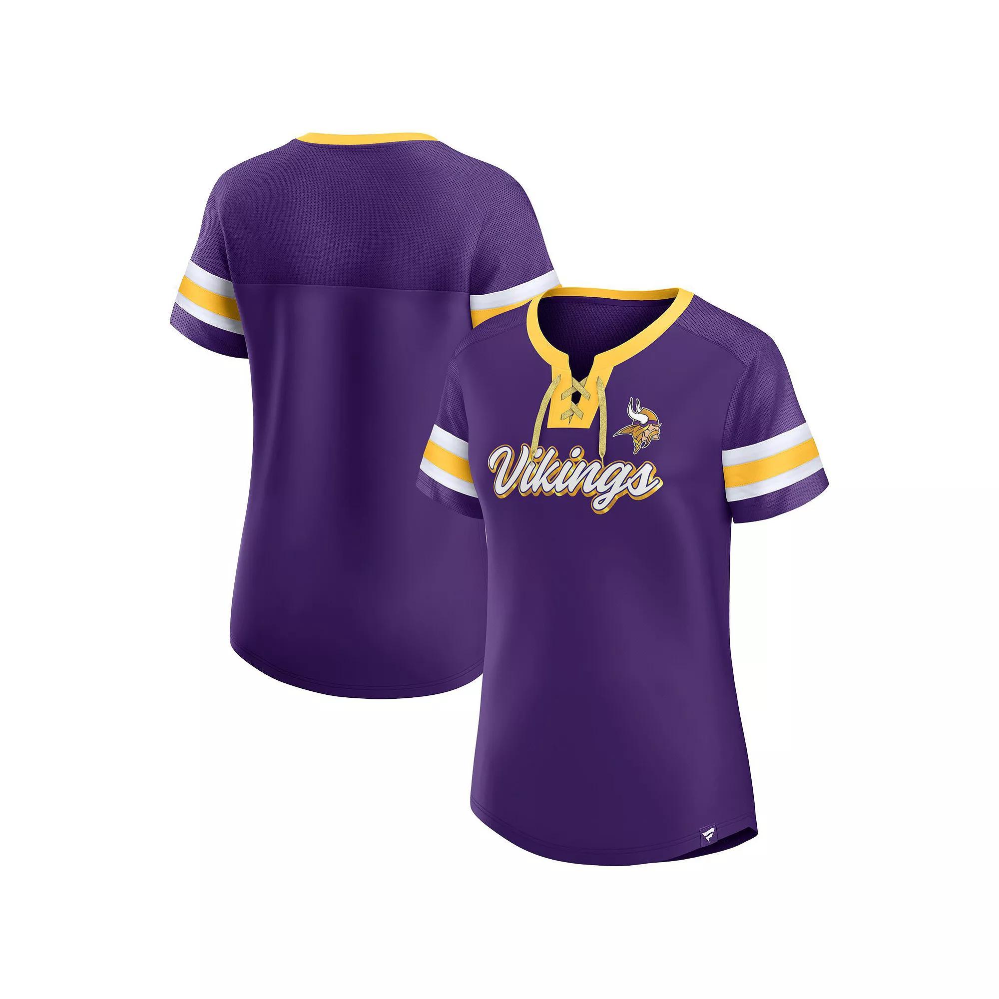 Women's Fanatics Branded Purple Minnesota Vikings Original State Lace-Up T-Shirt, Size: Large Product Image