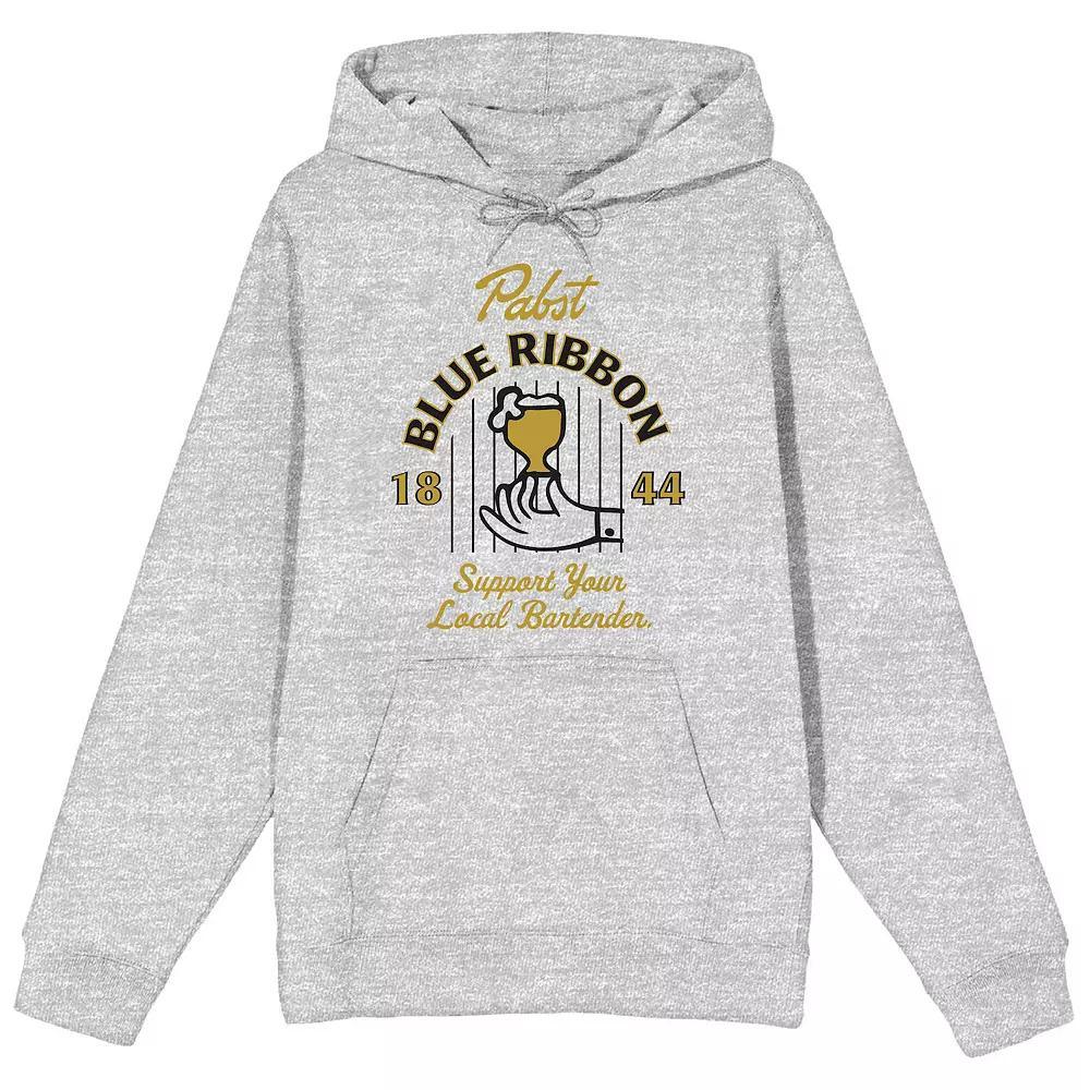 Men's Pabst Blue Ribbon Logo 1844 Hoodie, Size: Small, Grey Product Image