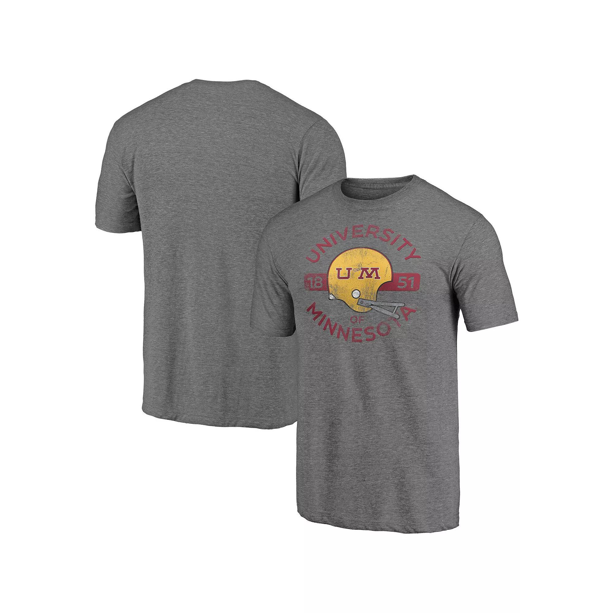 Mens Fanatics Branded Heathered Gray Minnesota Golden Gophers Throwback Helmet Tri-Blend T-Shirt Product Image