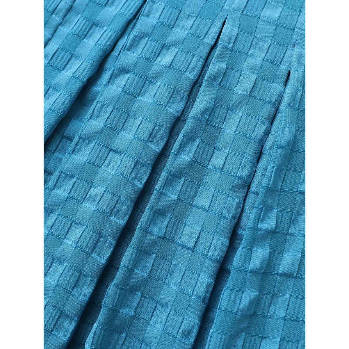Plus Size Cerulean Textured Plaid Pleated Cami Jumpsuit Women Sleeveless Square Neck Everyday-Casual Loose Jumpsuits BloomChic 28/5X Product Image